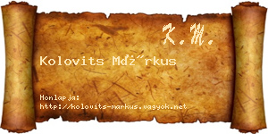 Kolovits Márkus névjegykártya